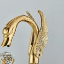 GobekUsa Gold Swan Crystal Handle Bathroom Faucet - Deck Mounted Basin Mixer Tap