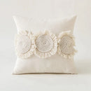 GobekUsa Beige Tufted Fringed Cushion Cover Cotton Linen Tassel Crochet Pillow Cover