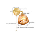 GobekUsa Amber Glass LED Wall Lamp for Bedroom Minimalistic Copper Lighting