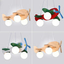 GobekUsa Kids Wood Airplane Chandelier LED Pendant Light for Boy Bedroom