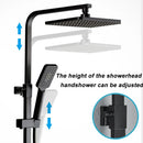 GobekUsa Black Rainfall Shower Faucet Set with Bathtub Tap and Height Adjust Shower Mixer