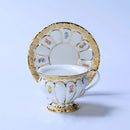 GobekUsa Embossed Gold Bone China Tea Cup Saucer Set, German Design Drinkware