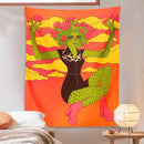 GobekUsa Cactus Girl Tapestry Wall Hanging 60s Flower Psychedelic Retro Boho Decor