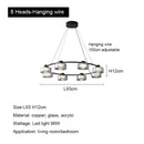 GobekUsa Glass LED Chandelier: Modern Minimalist Copper Pendant Light for Living Room & Bedroom