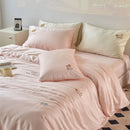 GobekUsa Cartoon Embroidery Comforter Set with Silky Cooling Touch Fitted Sheet - Luxury Rayon Bedding Set