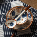 GobekUsa Japanese Vine Ceramic Spoon Set - Ins Wind Hand-painted Long Handle Dessert Spoons