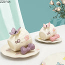 GobekUsa Bowknot Ceramic Cup & Saucer Set for Dining Table and Coffee - Tea & Juice Mug