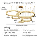 GobekUsa Golden Crystal Chandelier: Nordic Modern Luxury LED Hanging Halo for Living Room