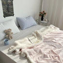 GobekUsa Camellia Jacquard Lamb Wool Blanket - Double-Layer Cozy Quilt