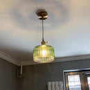 GobekUsa Green Glass LED Pendant Light: Nordic Modern Hanging Lamp for Bedroom Dining Room