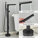 GobekUsa Dual Handle Black Waterfall Bathtub Faucet Floor Standing Set for Bathroom