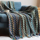GobekUsa Boho Knitted Striped Blanket with Tassels