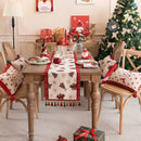 GobekUsa Christmas Cartoon Jacquard Table Runner with Embroidered Tassel - Festive Dining Room Decor