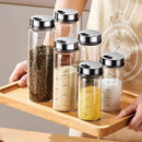 GobekUsa Glass Seasoning Jar Set - Kitchen Accessory with Rotating Lid - 200ML/500ML