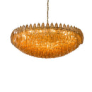"GobekUsa Large Pink Glass Chandelier Amber Classic Lighting for Dining Room"