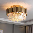 GobekUsa Gold Crystal Ceiling Lamp: Modern LED Lighting Fixtures for Luxurious Living Rooms.