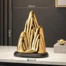 GobekUsa Ceramic Mountain Sculpture Decor - Golden/Silver Landscape Ornament