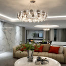 GobekUsa Gold Silver Crystal LED Dimmable Pendant Light for Living Room