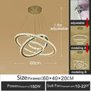 GobekUsa Gold Gloss LED Crystal Ring Chandelier for Modern Luxury Living Room