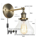 GobekUsa Black Iron LED Wall Lights Industrial Pull Chain Switch Bedroom Dining Room Loft