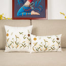 GobekUsa Bird Embroidered Cotton Cushion Cover 45x45cm Square Floral Pillow Case