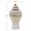 GobekUsa Gold Striped Ceramic Jar Vase Hand-made Porcelain Home Decor Storage