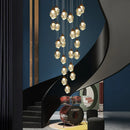 GobekUsa Crystal Chandelier Staircase Pendant Lamp LED Lighting Fixture for Living Room