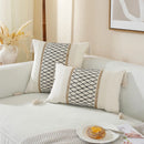 GobekUsa Linen Stripe Diamond Woven Cushion Cover 45x45cm with Tassels
