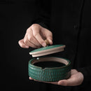 GobekUsa Green Ceramic Ashtray with Lid - Windproof Hammer Pattern - Smoking Accessories