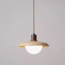 GobekUsa Japanese Wooden Stone Chandelier Pendant Light, Wabi-Sabi Style Yellow Cavity-Stone Lamp