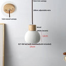 GobekUsa Ceramic LED Pendant Light Fixture - Nordic Modern Wood White Hanging Lamp