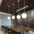Modern White Globe Glass Pendant Light in Gold, Black, or Silver