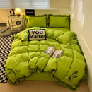 GobekUsa Cotton Embroidery Bedding Set with Lace for All Seasons
