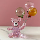 GobekUsa Crystal Bear with Balloons Glass Figurine: Charming Home Table Decor - Kids Birthday Gift