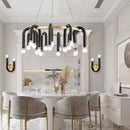 GobekUsa Black Aluminum U-Shaped Tube Dimmable LED Chandelier for High Ceilings