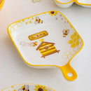 GobekUsa Little Bee Ceramic Plate with Handle: Multifunctional Baking Tray for Desserts & Snacks