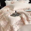 GobekUsa Lace Embroidery 1200TC Egyptian Cotton 4Pcs Bedding Set with Wide Hollow Design