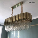 GobekUsa Gold Crystal LED Pendant Lights for Dining Room - Stunning Indoor Suspension Fixtures