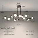 GobekUsa Glass Globe Black Led Pendant Chandelier - Nordic Style Dining Room Decor