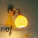 GobekUsa Brass Ceramic LED Wall Light | Nordic Modern Bedside Lamp for Bedroom, Bathroom, and Sofa