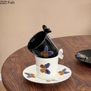 GobekUsa Butterfly Ceramic Tea Cup & Saucer Set for Elegant Dining Table Décor