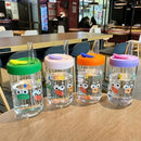 GobekUsa Kawaii Glasses with Lid and Straw Bubble Tea Cup - 550ml Cute Drinkware