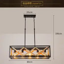 GobekUsa 6-Head Industrial Style Pendant Lamp - Retro Solid Wood Iron Table Light