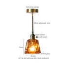 GobekUsa Brass Amber Glass LED Pendant Light for Restaurant Bedside Kitchen Loft Bar