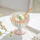 GobekUsa Gradient Gloss Ceramic Dessert Bowl Goblet Jewelry Tray Decor Snack Storage Container