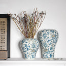 GobekUsa Blue and White Porcelain Ceramic Vase Chinese Retro Style Home Decoration Flowerpot
