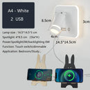 GobekUsa LED Wall Sconce Lamp Touch Switch USB Bedside Reading Light Tri-color Diammable