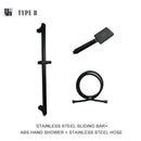 GobekUsa Black Shower Slider Adjustable Rail Set 3 Functions Simple Style 1.5M Hose