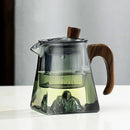 GobekUsa Glass Teapot with Wood Handle, Heat Resistant Kung Fu Tea Kettle, Transparent Teaware