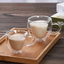 GobekUsa Heart-Shaped Glass Coffee Cup - Double Bottom Glass Mug for Drinks